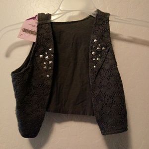 Justice grey studded vest size 6